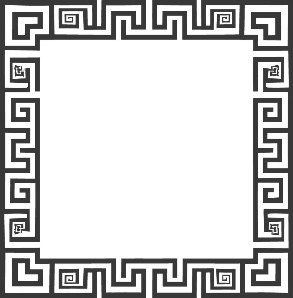 Silhouette Greek square frame black color only vector