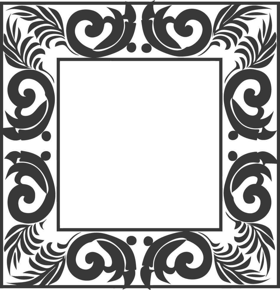 Silhouette Greek square frame black color only vector