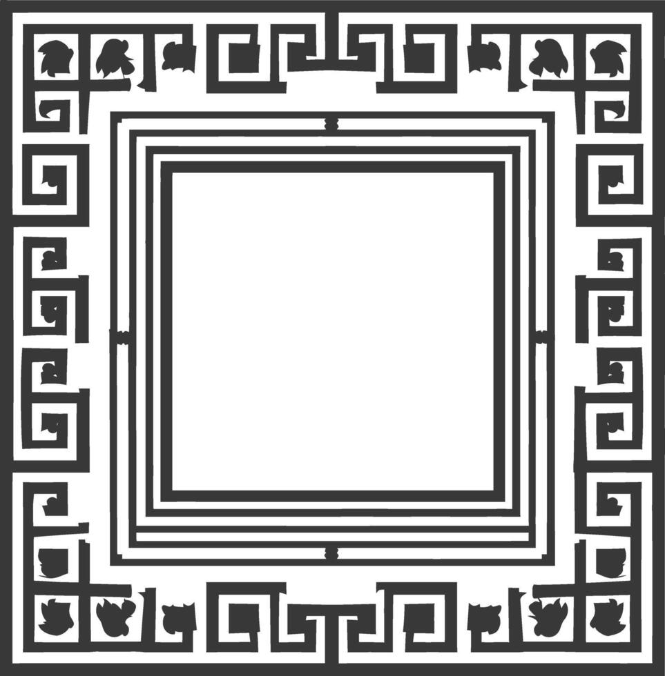 Silhouette Greek square frame black color only vector