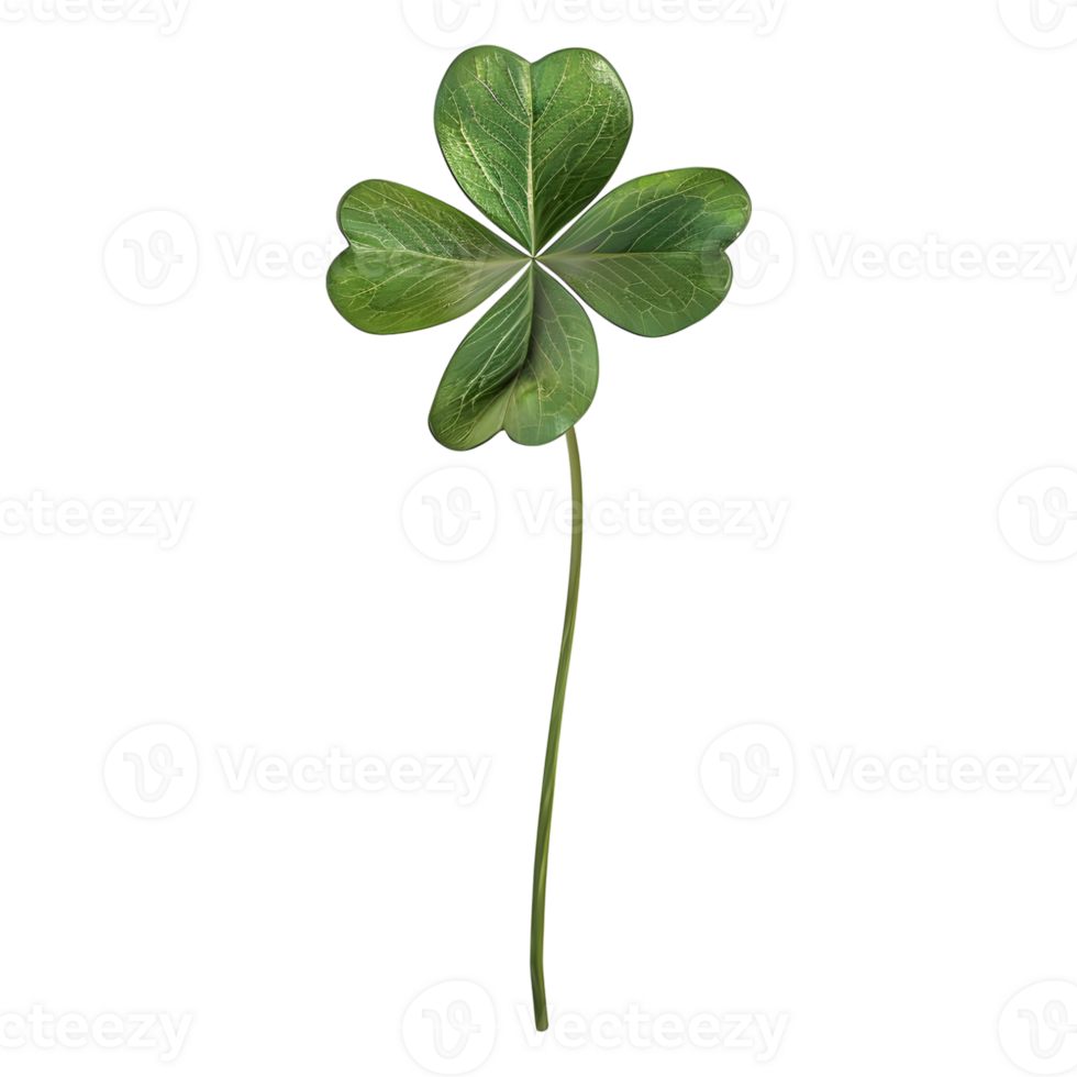 3D Rendering of a Clover Leaf on Transparent Background png