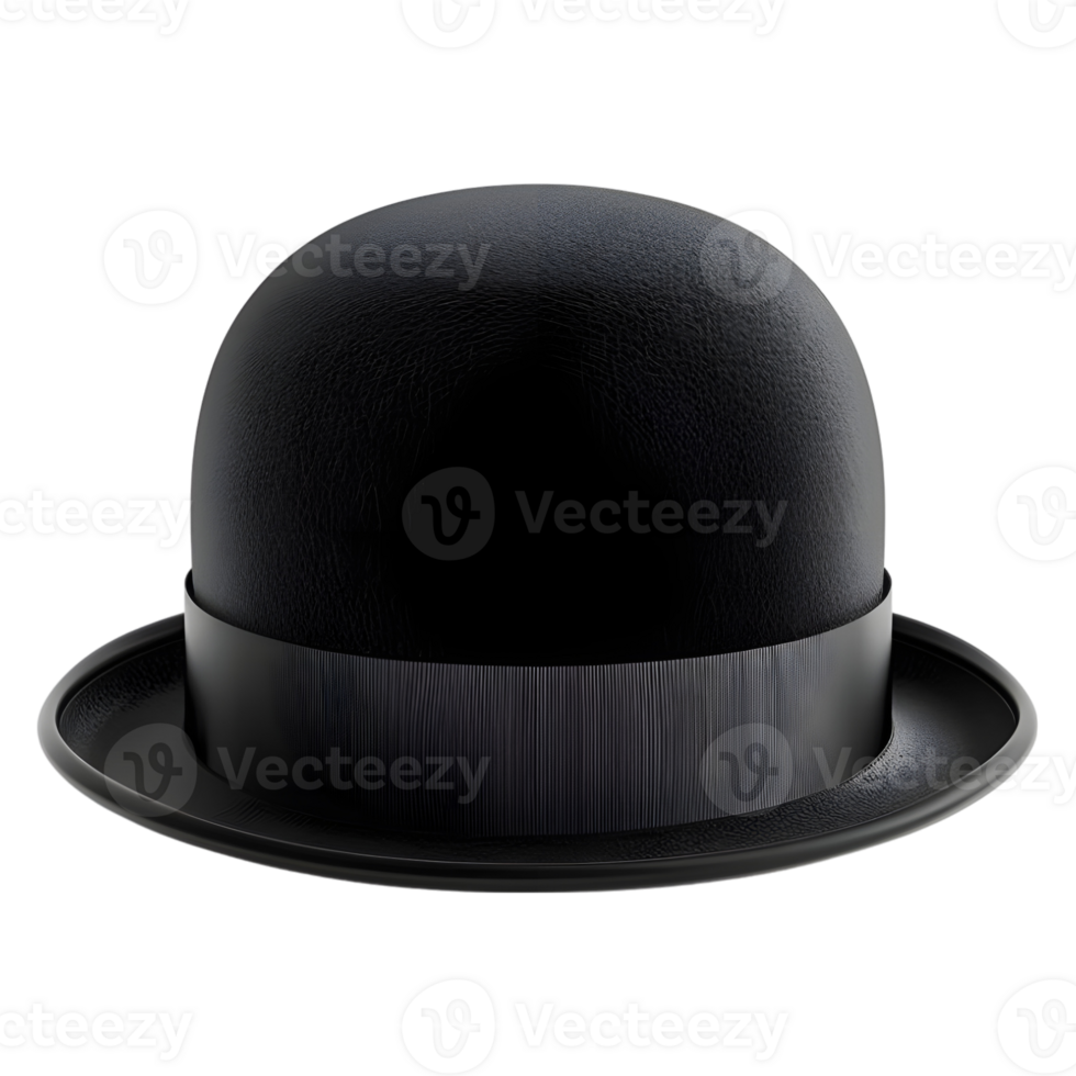 Black Bowler Hat on Transparent background png