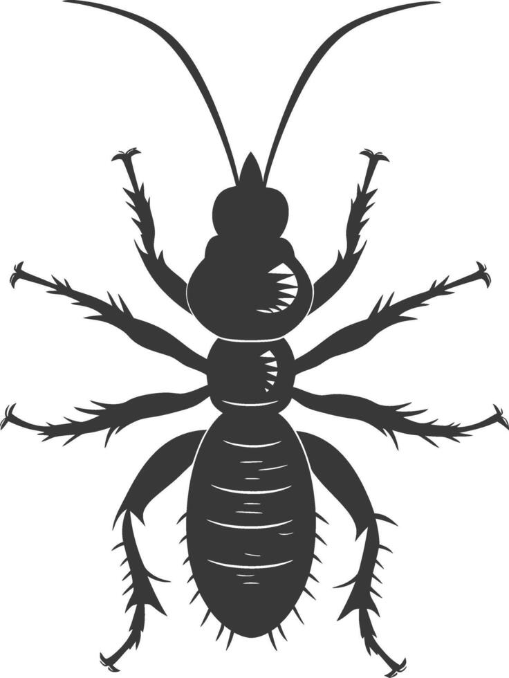 Silhouette termite animal full body black color only vector