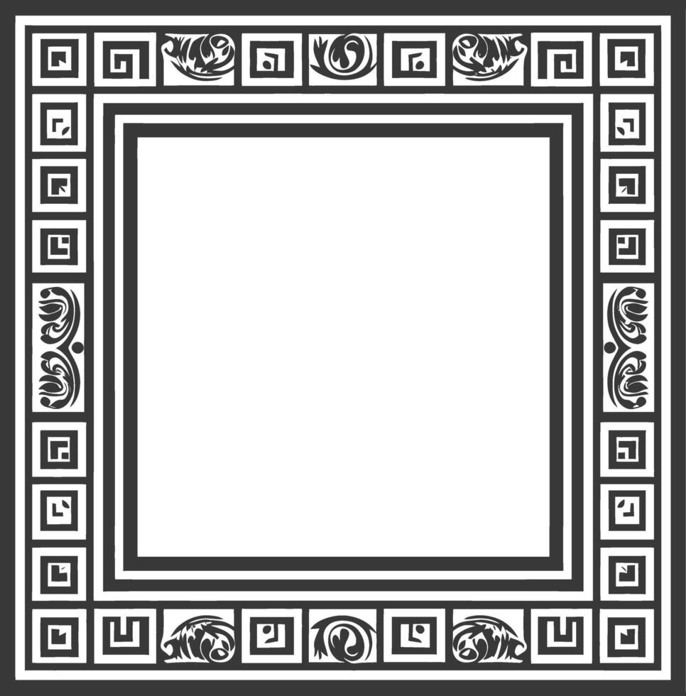 Silhouette Greek square frame black color only vector