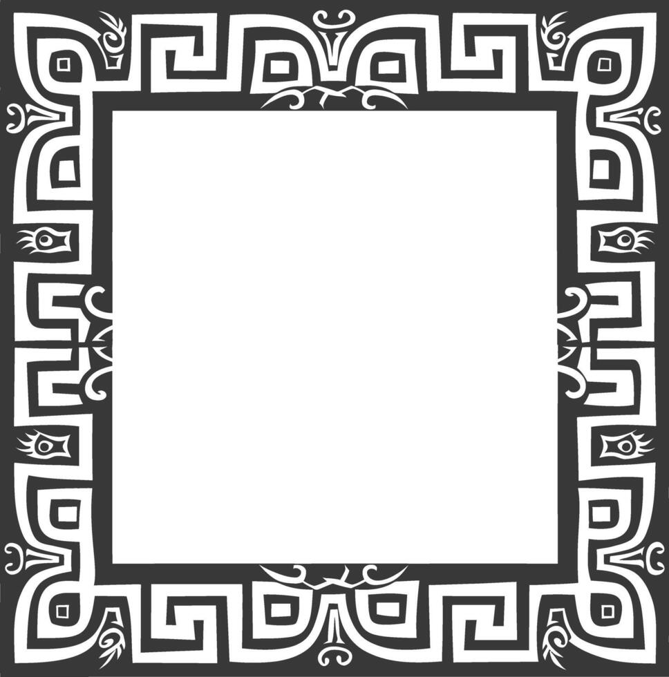 Silhouette Greek square frame black color only vector