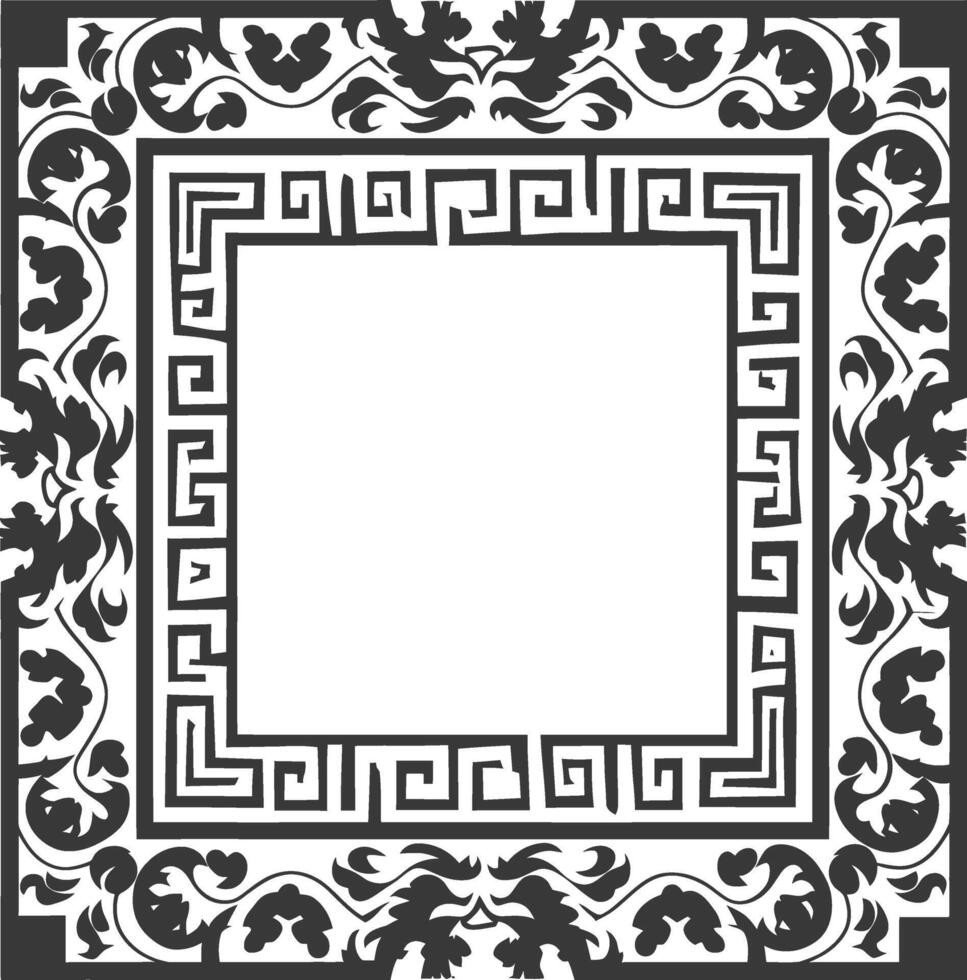 Silhouette Greek square frame black color only vector