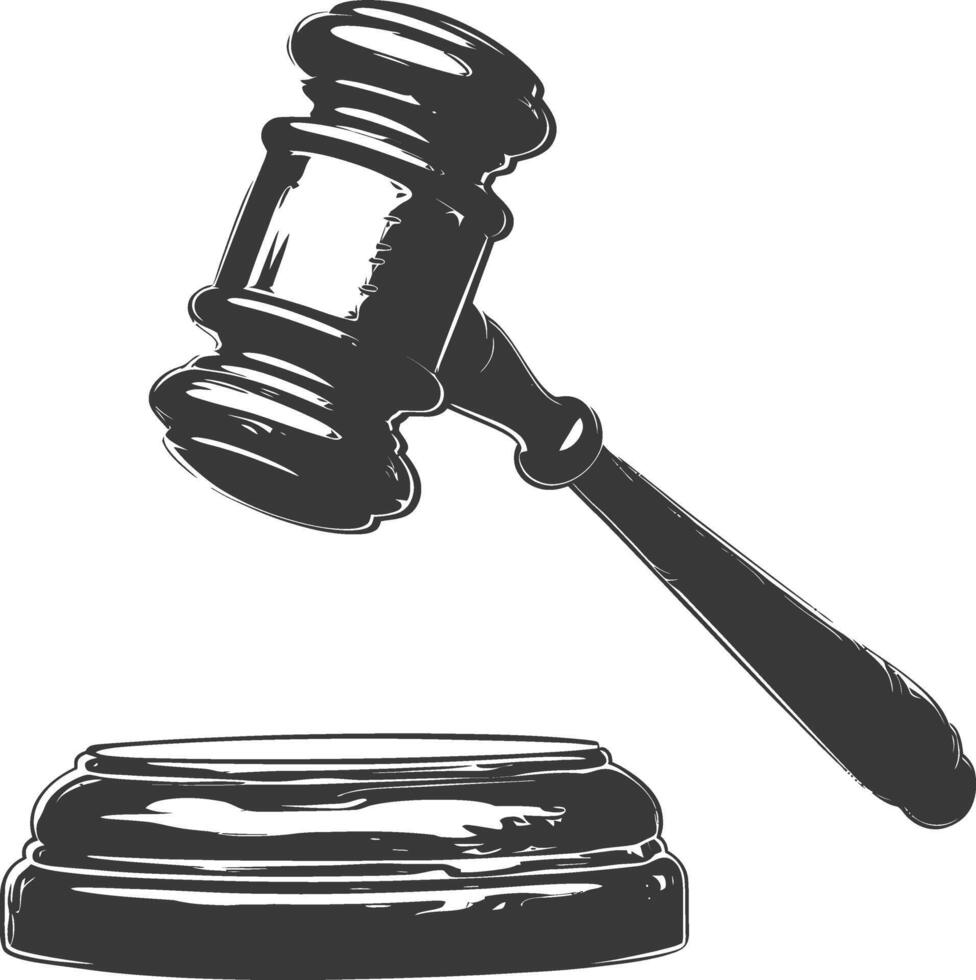 Silhouette gavel the hammer of justice black color only vector