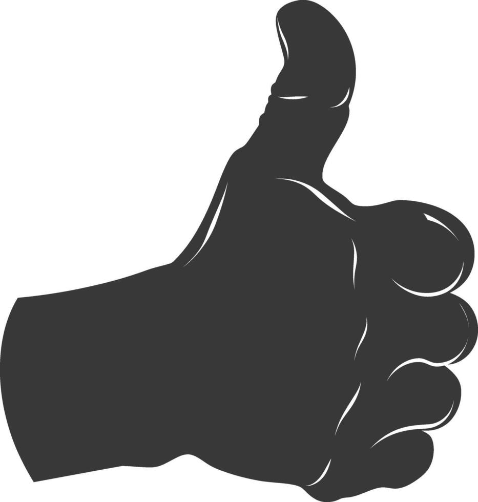 Silhouette thumb up like or agree logo symbol black color only vector