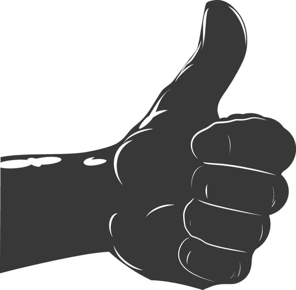 Silhouette thumb up like or agree logo symbol black color only vector