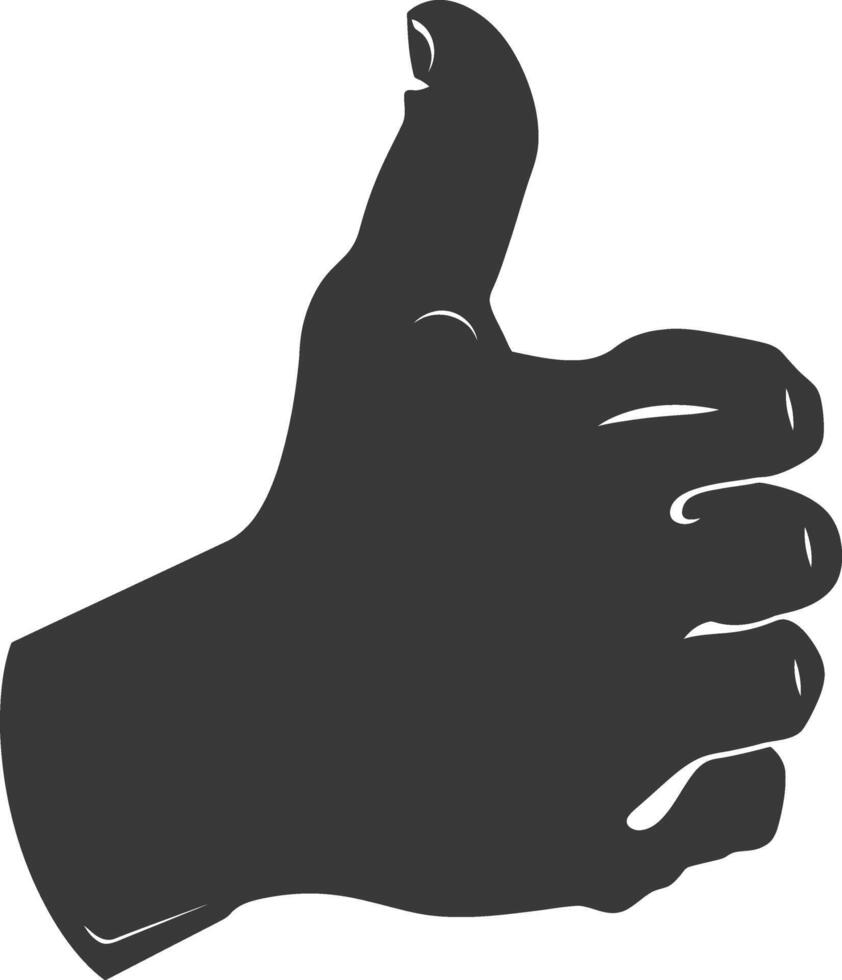 Silhouette thumb up like or agree logo symbol black color only vector