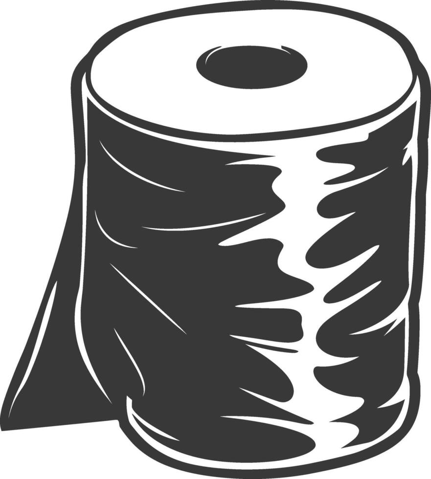 Silhouette toilet paper black color only vector