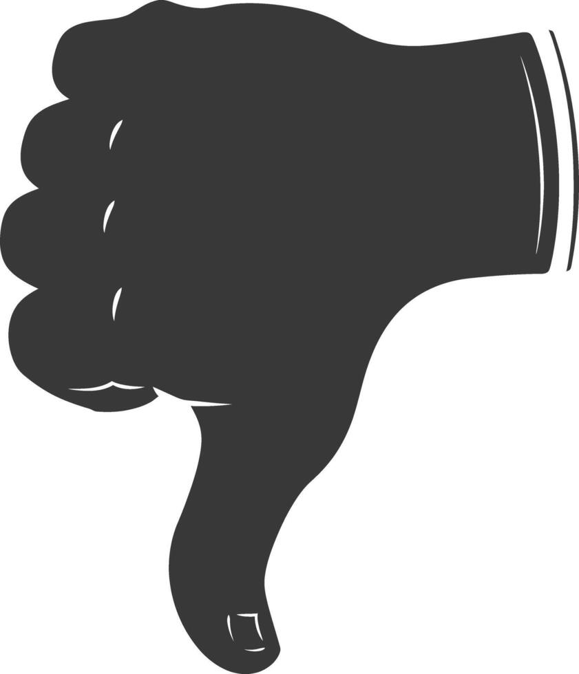 Silhouette thumb down bad or dislike symbol logo black color only vector