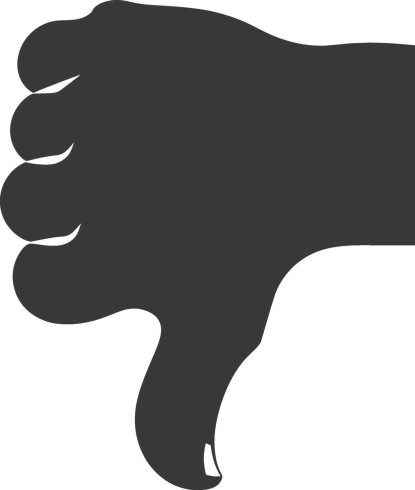 Silhouette thumb down bad or dislike symbol logo black color only vector