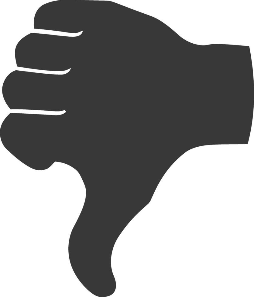 Silhouette thumb down bad or dislike symbol logo black color only vector