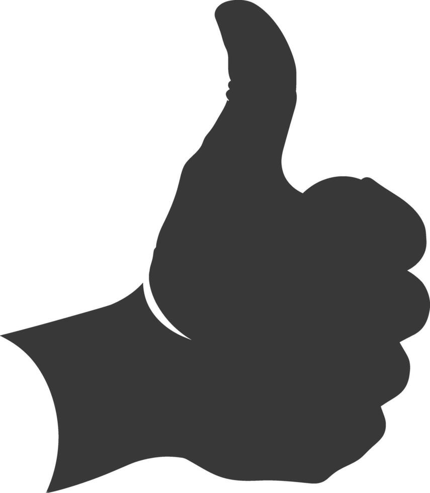 Silhouette thumb up like or agree logo symbol black color only vector