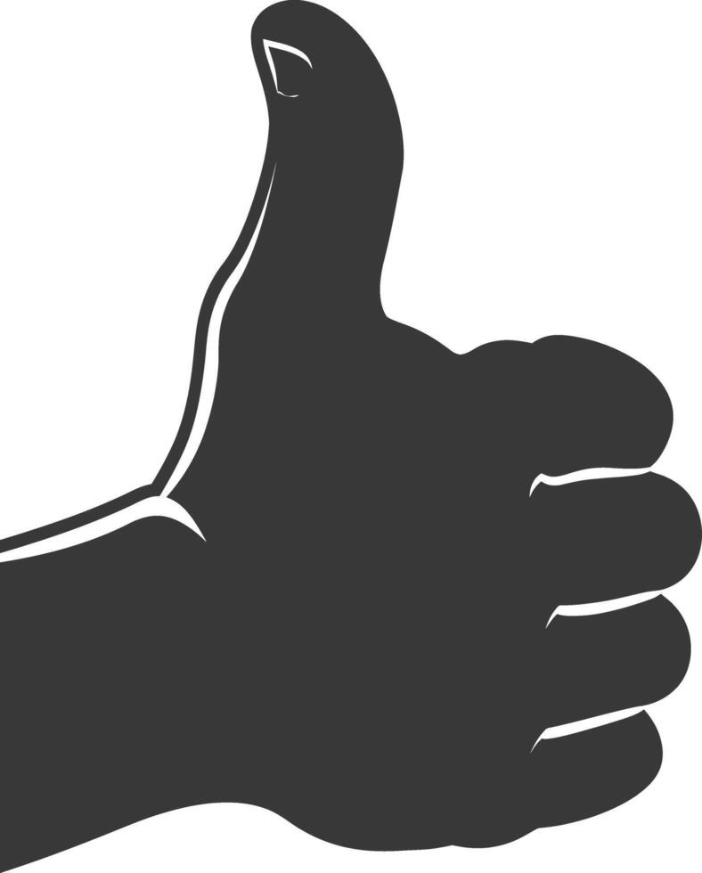 Silhouette thumb up like or agree logo symbol black color only vector