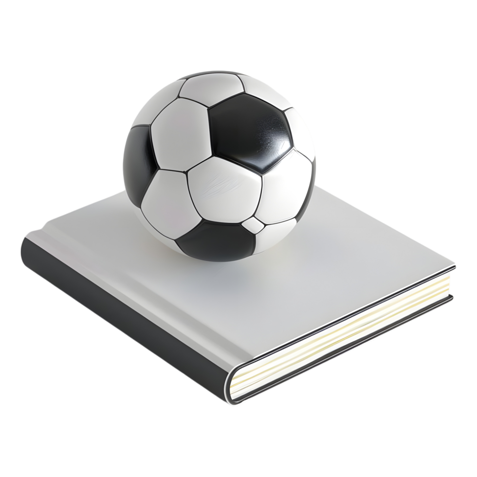 3D Rendering of a Soccer or Football on Book on Transparent Background png