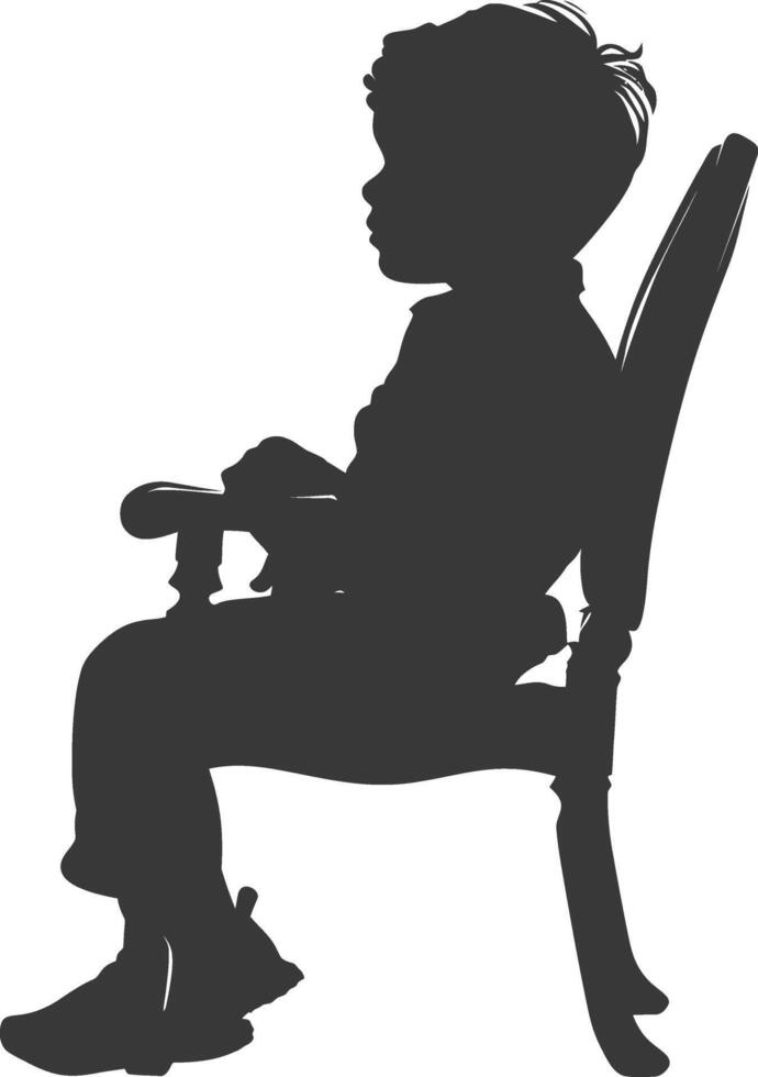 Silhouette little boy sitting in the chair black color only vector
