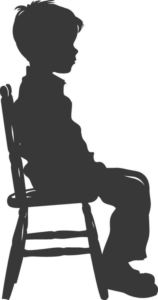 Silhouette little boy sitting in the chair black color only vector