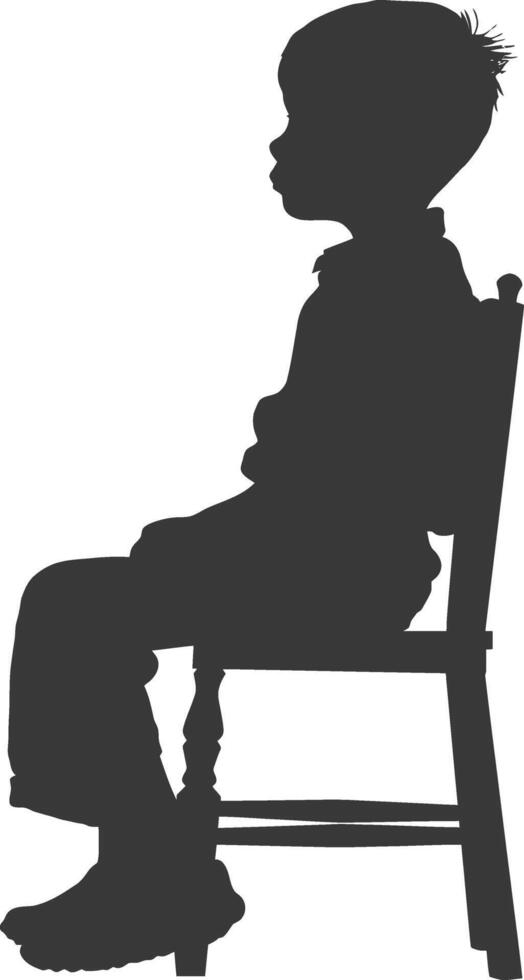 Silhouette little boy sitting in the chair black color only vector