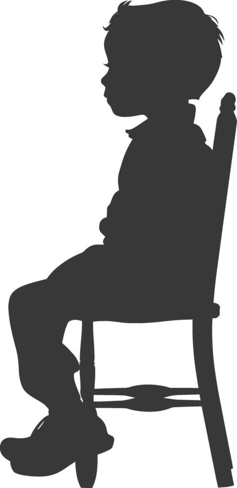 Silhouette little boy sitting in the chair black color only vector