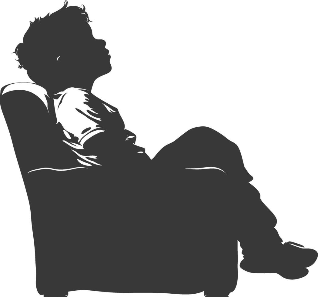 Silhouette little boy sitting in the chair black color only vector