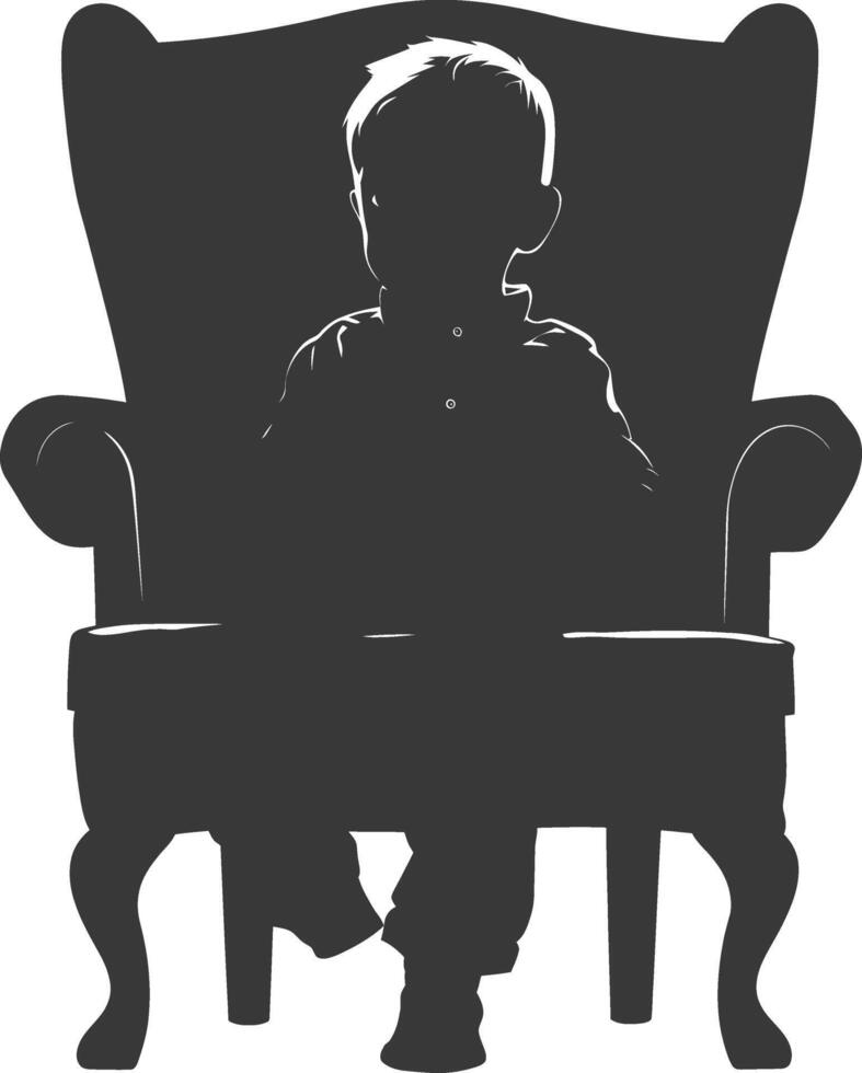Silhouette little boy sitting in the chair black color only vector
