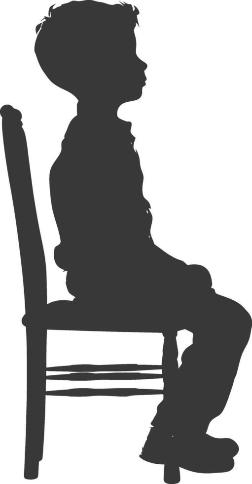 Silhouette little boy sitting in the chair black color only vector