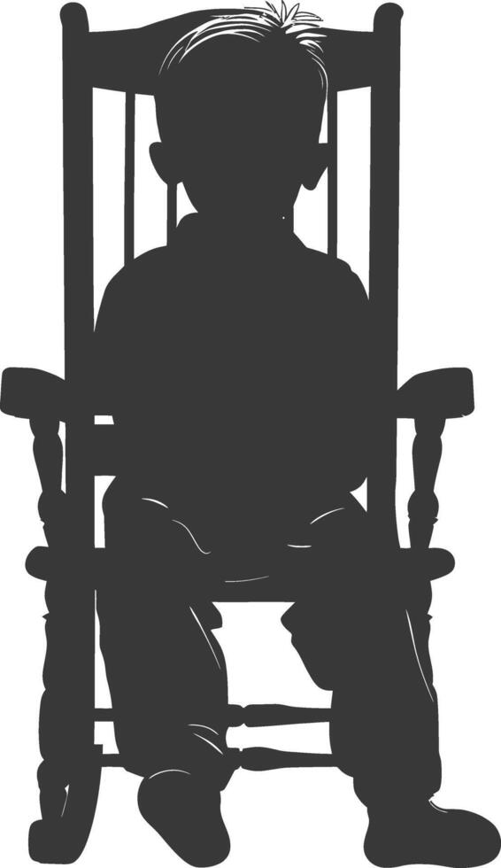 Silhouette little boy sitting in the chair black color only vector