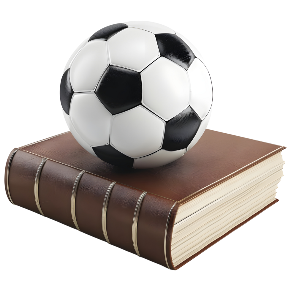 3D Rendering of a Soccer or Football on Book on Transparent Background png