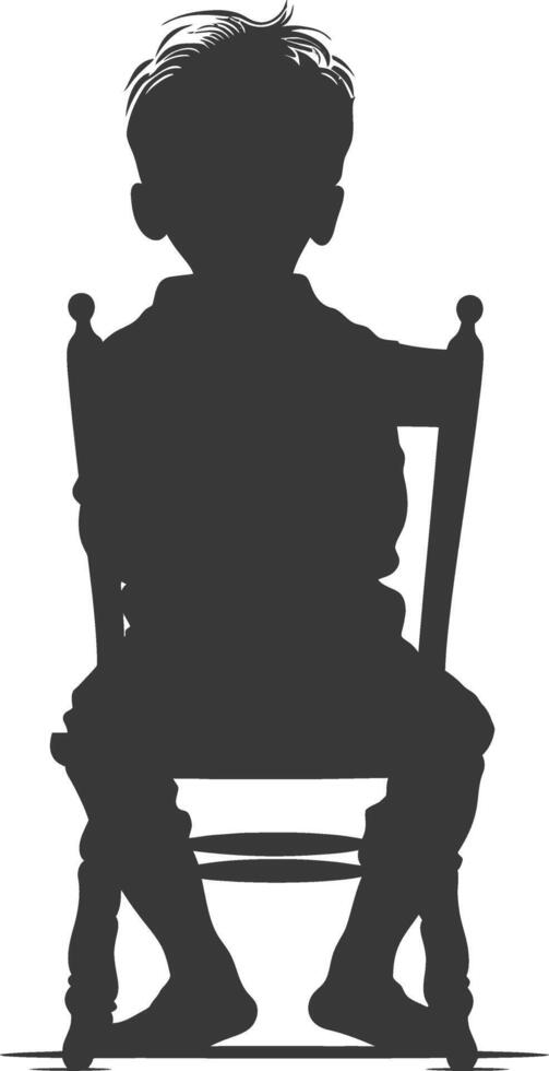 Silhouette little boy sitting in the chair black color only vector