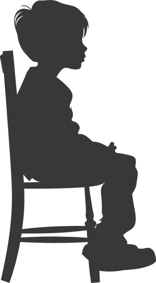 Silhouette little boy sitting in the chair black color only vector