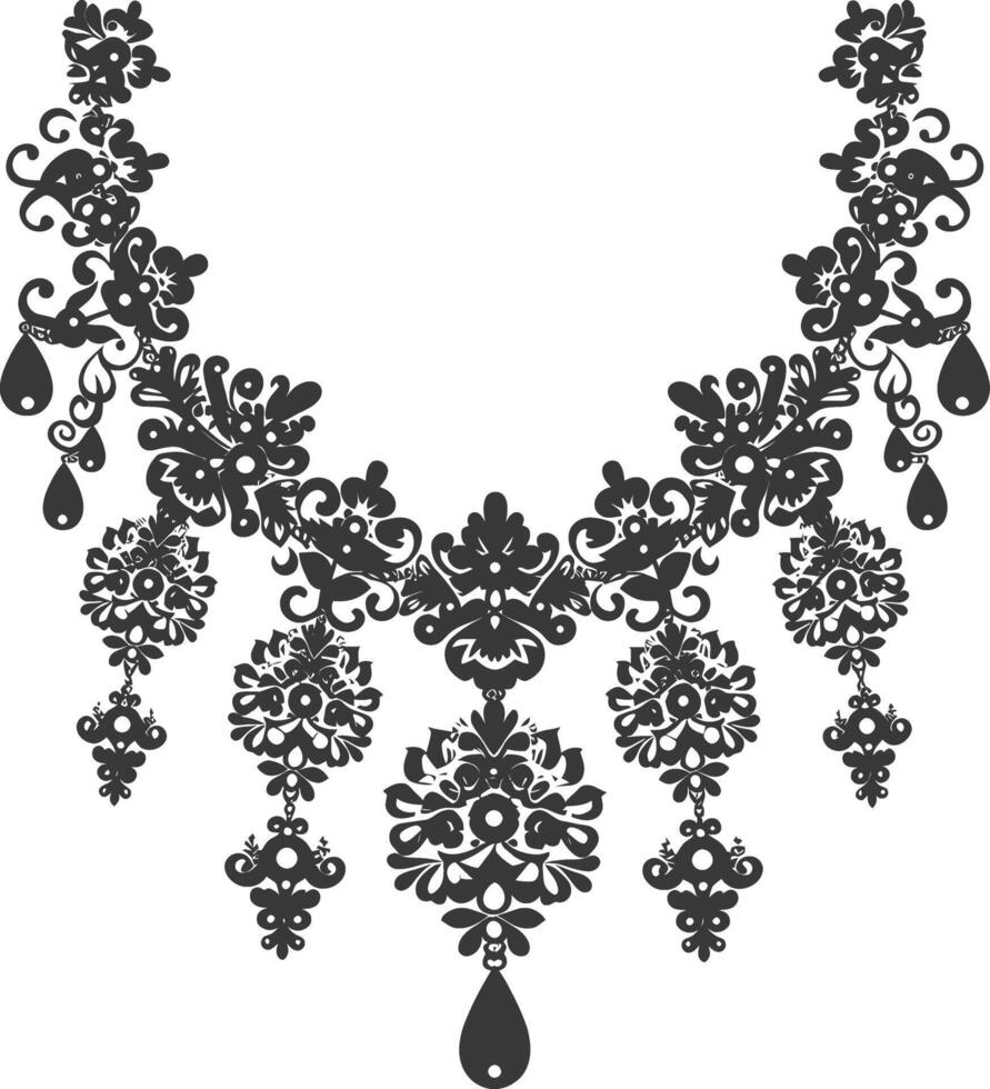 Silhouette jewelry necklace accessories black color only vector