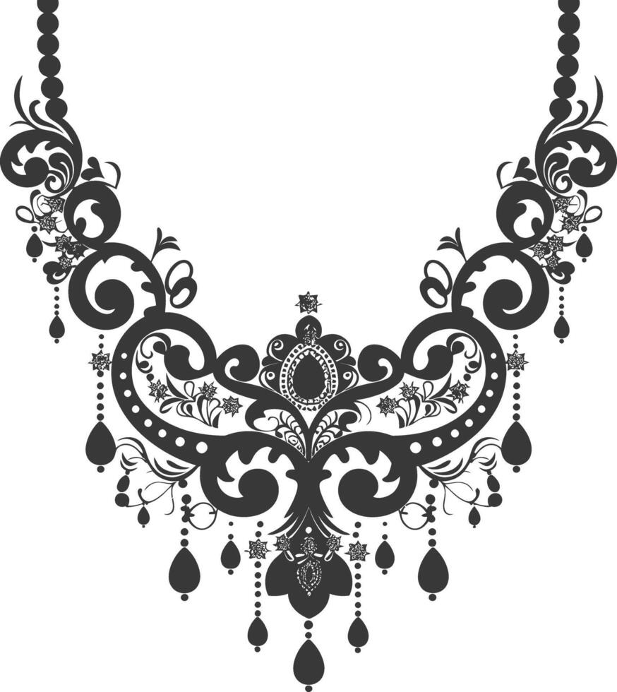 Silhouette jewelry necklace accessories black color only vector