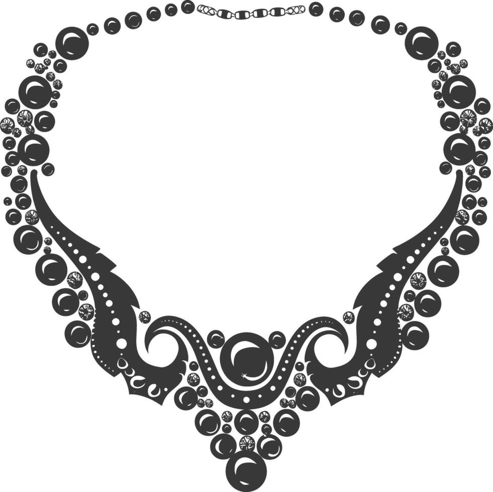 silueta joyería collar accesorios negro color solamente vector