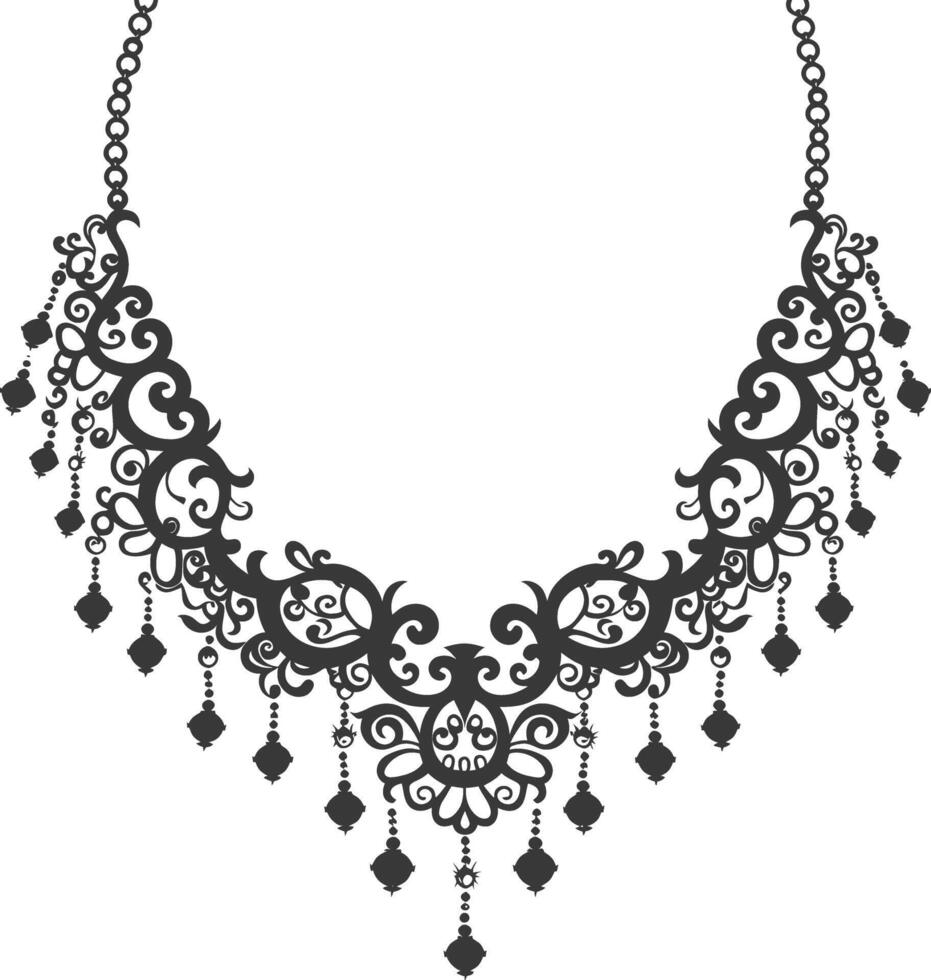 Silhouette jewelry necklace accessories black color only vector