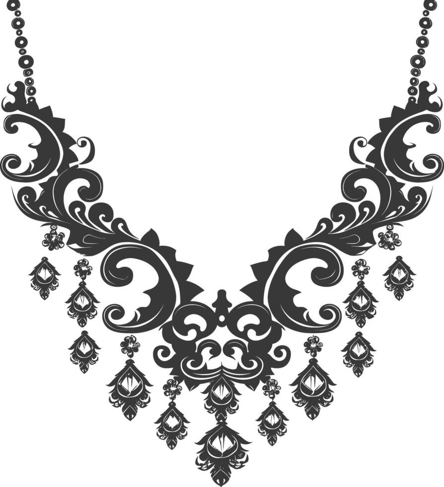 Silhouette jewelry necklace accessories black color only vector