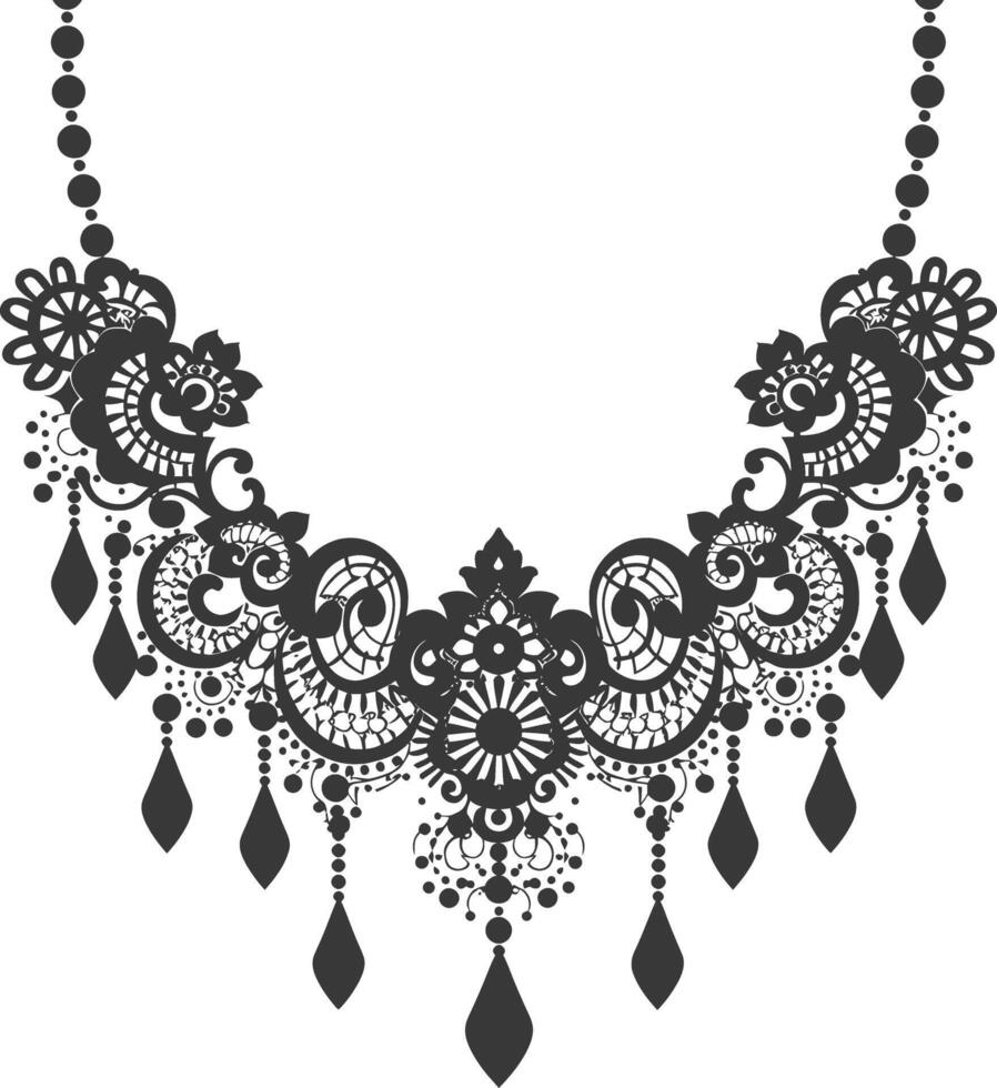 Silhouette jewelry necklace accessories black color only vector