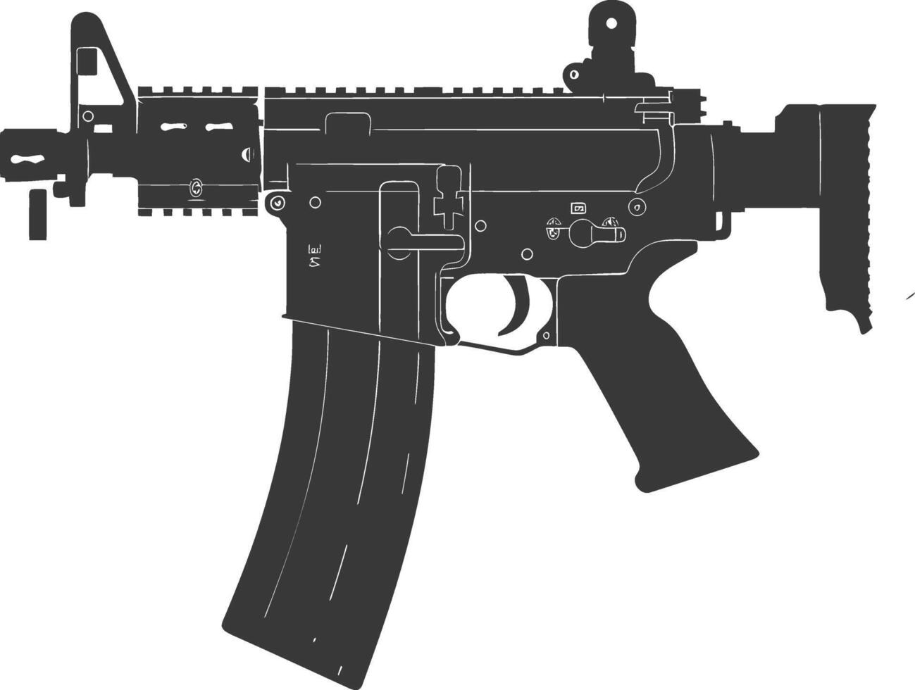 Silhouette Submachine gun military weapon black color only vector