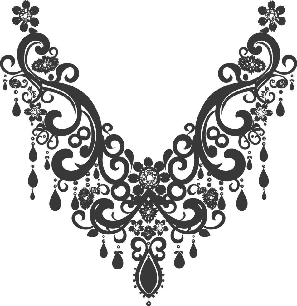 Silhouette jewelry necklace accessories black color only vector