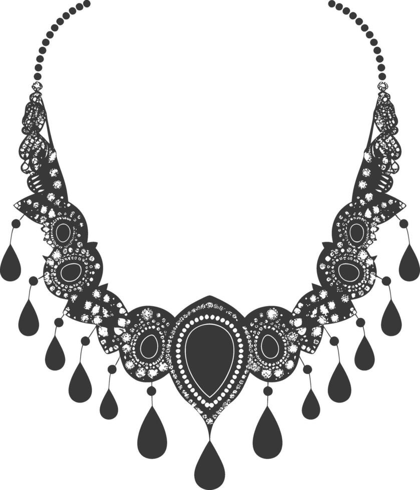 Silhouette jewelry necklace accessories black color only vector