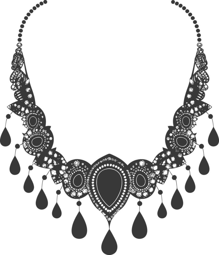 silueta joyería collar accesorios negro color solamente vector