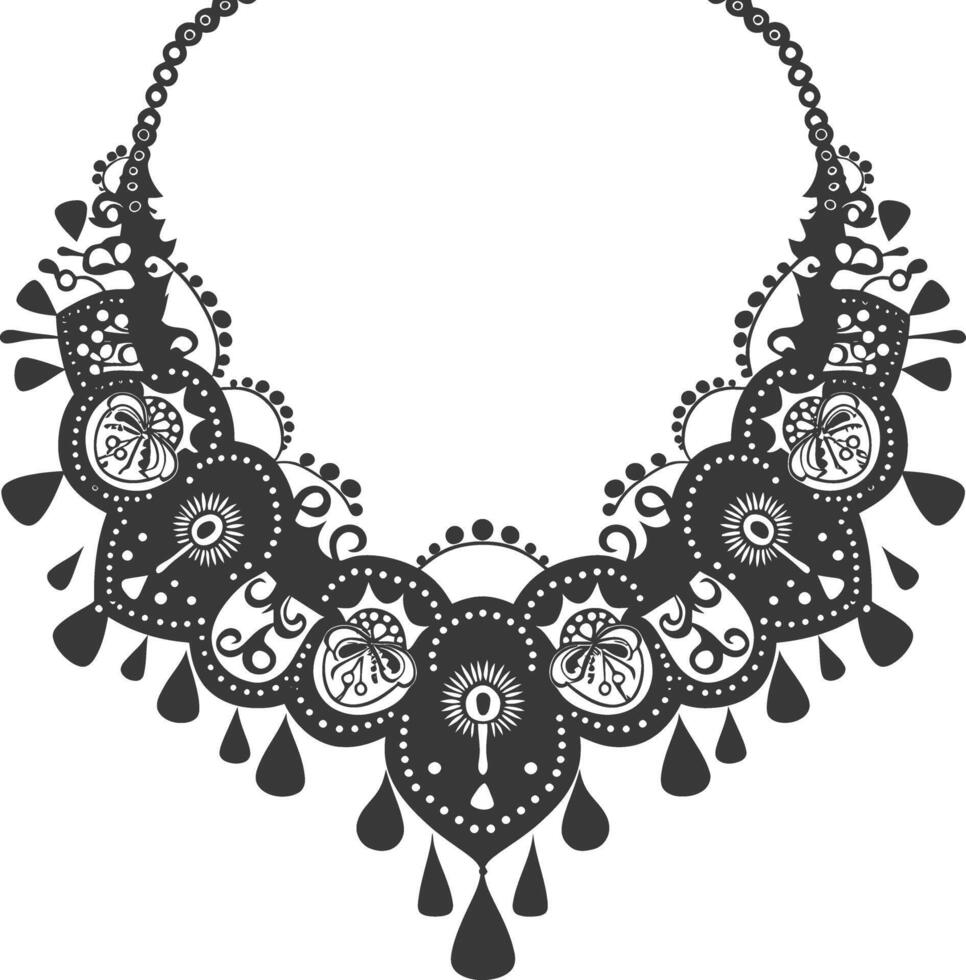 Silhouette jewelry necklace accessories black color only vector