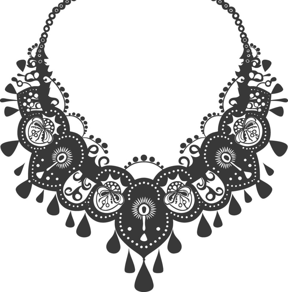 silueta joyería collar accesorios negro color solamente vector