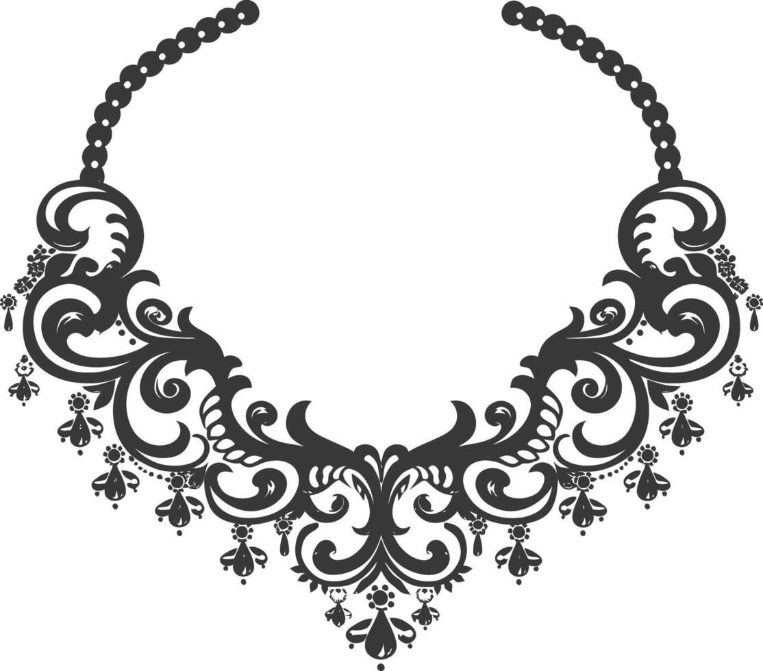 silueta joyería collar accesorios negro color solamente vector