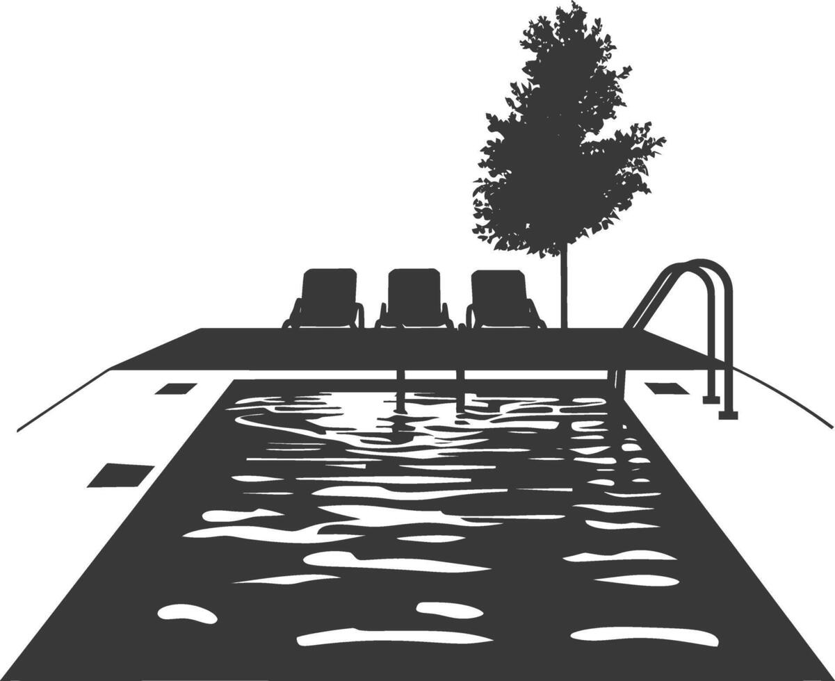 Silhouette swimming pool black color only vector
