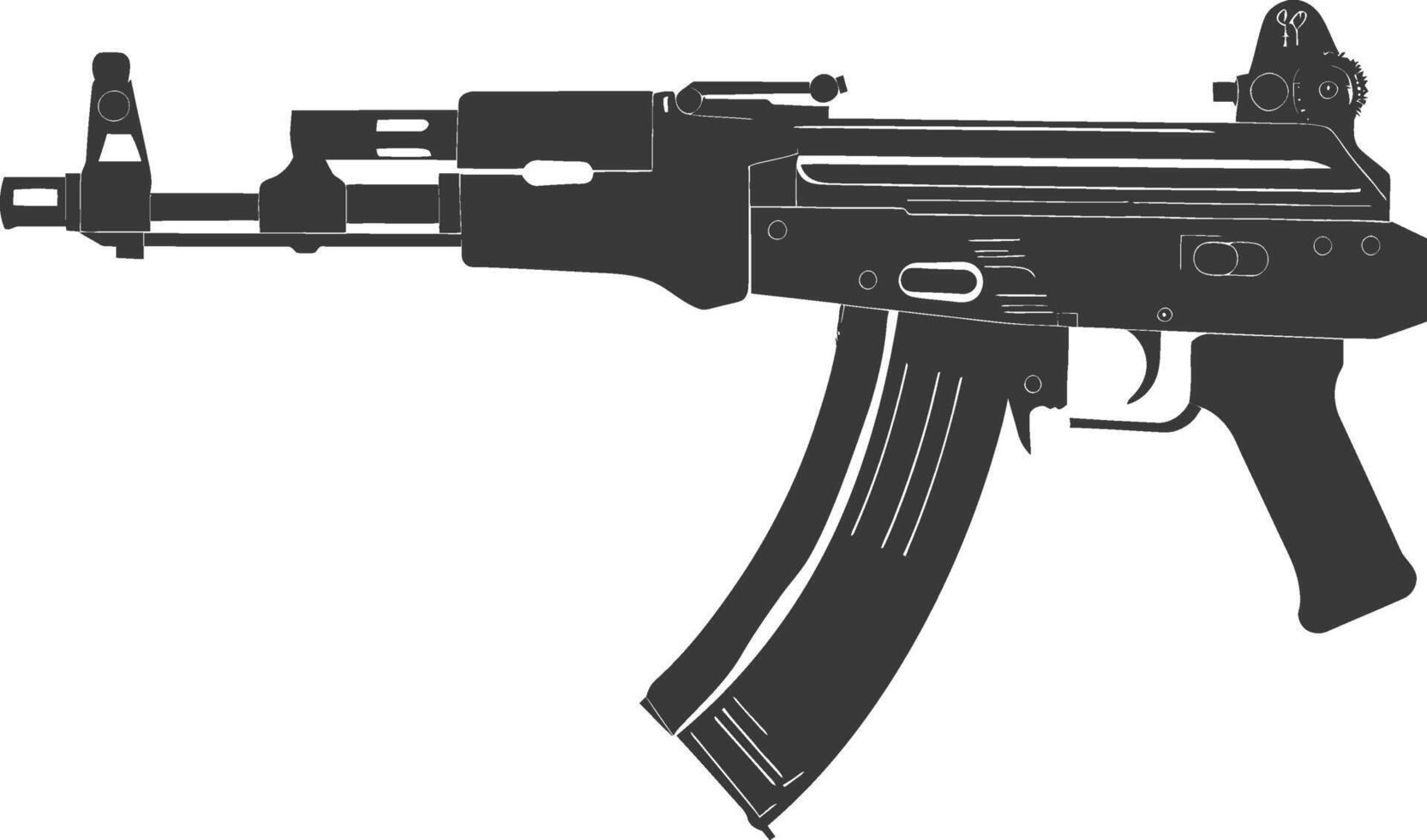 Silhouette Submachine gun military weapon black color only vector