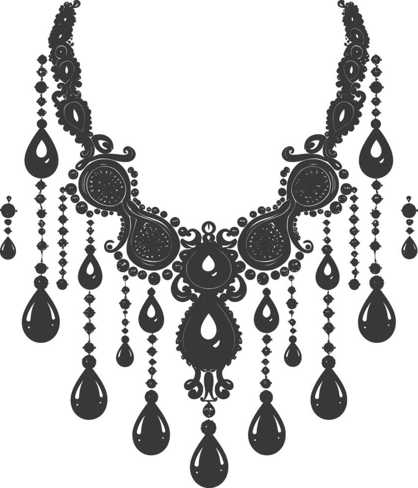 Silhouette jewelry necklace accessories black color only vector