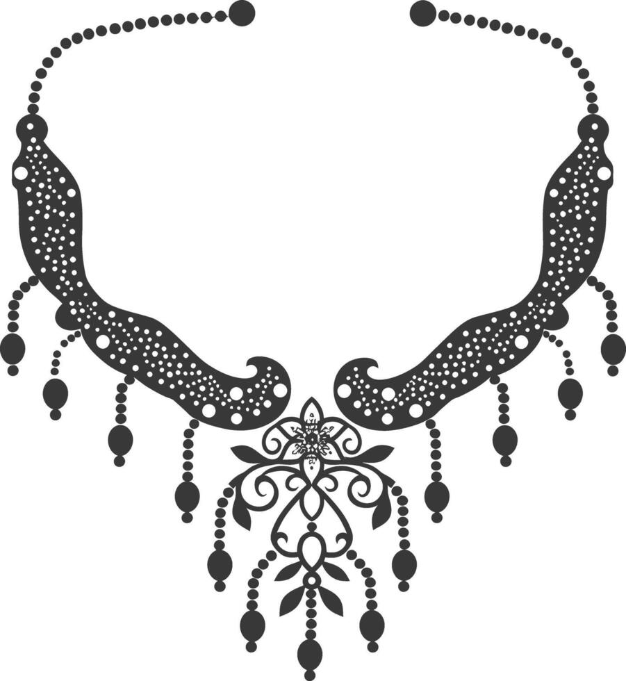 Silhouette jewelry necklace accessories black color only vector