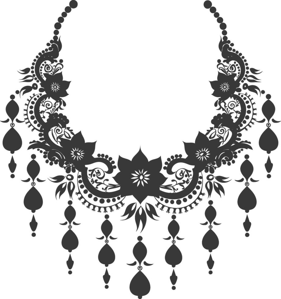 Silhouette jewelry necklace accessories black color only vector