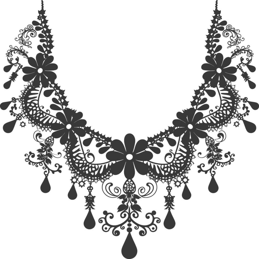 Silhouette jewelry necklace accessories black color only vector